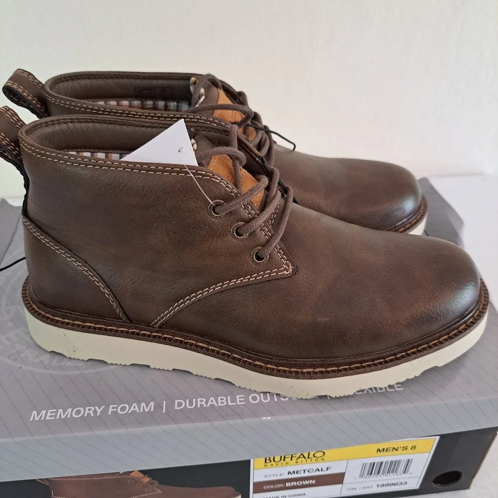 Buffalo Metcalf Chukka Boots Mens 8 Brown New Memory Foam Wedge Sole 1243-609